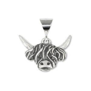 sterling silver highland cow small pendant handcrafted in the usa