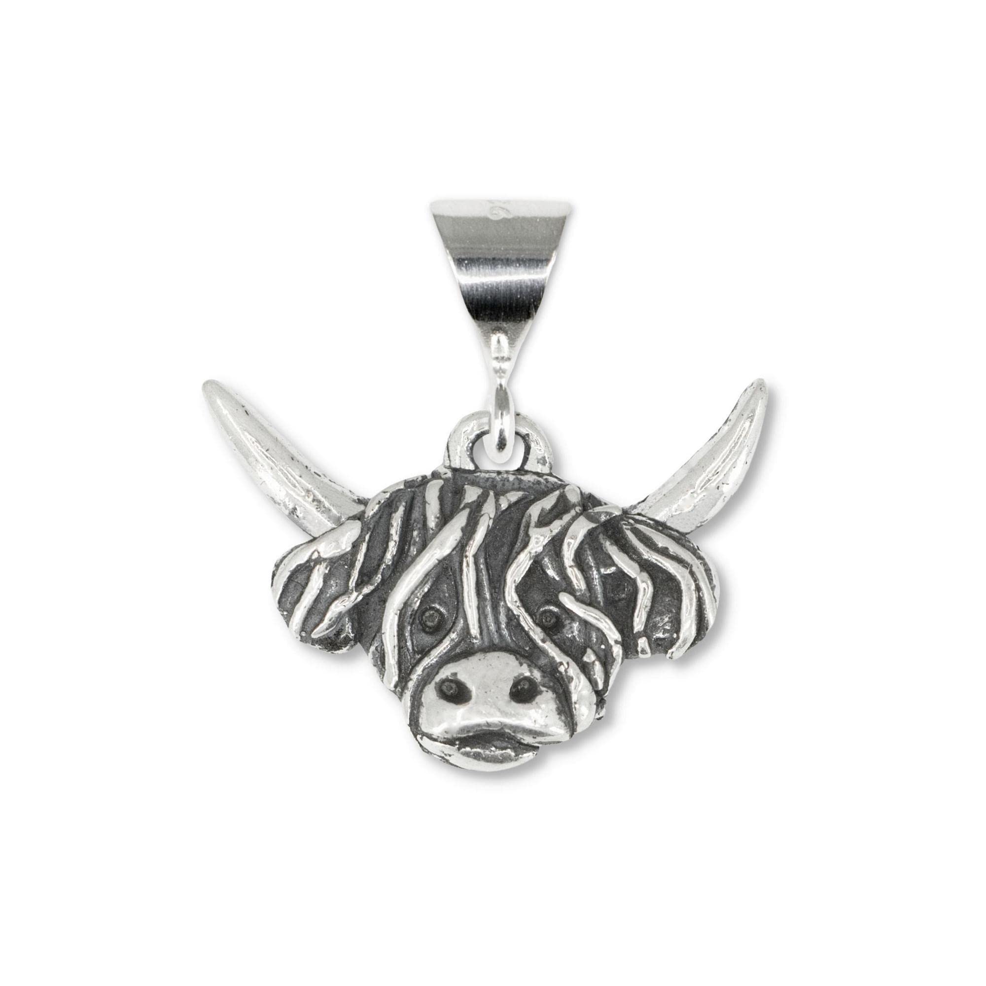 Sterling Silver Highland Cow Small Pendant Handcrafted in the USA