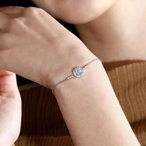 pickyegg.com GRA Certificate 1CT Moissanite Diamond Women's Sterling Silver Bracelet MSL001