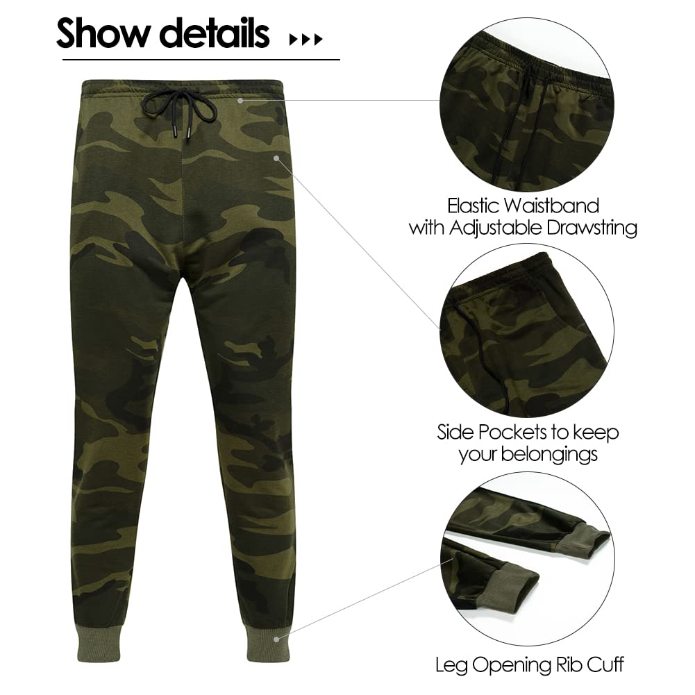 AOTORR Mens Sweatsuits 2 Piece Casual Tracksuits Camo Hoodie Jogging Sweatpants Suit Armygreen L