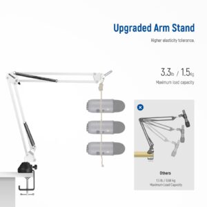 NEEWER Microphone Arm Stand, Suspension Boom Scissor Microphone Arm Stand with 3/8 Inch to 5/8 Inch Screw and Cable Ties, Compatible with Blue Yeti Snowball Yeti X Quadcast etc. Max. Load 1.5 kg