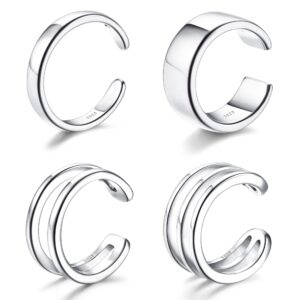 jstyle 4pcs 925 sterling silver ear cuff simple criss cross double lines ear cuffs non piercing minimalist fake helix earcuff cartilage earrings b