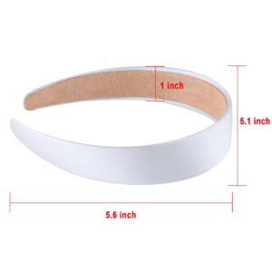 SIQUK 36 Pieces Satin Headbands White 1 Inch Wide Non-slip Headband Satin Hard Headbands DIY White Headbands for Women