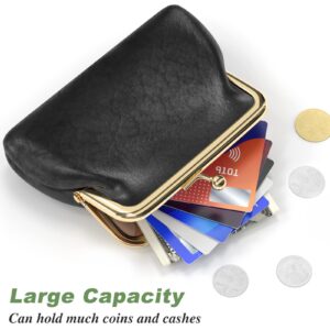 Coin Purse, Small PU Leather Change Purse, Coin Purse Wallet with Clasp, Car Coin Holder Pouch for Woman Men Kids Girls (Black)