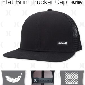 Hurley Men's Caps - Flat Brim Snap Back Baseball Cap Supply Trucker Hats for Men, Size One Size, Black