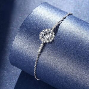 pickyegg.com GRA Certificate 1CT Moissanite Diamond Women's Sterling Silver Bracelet MSL001