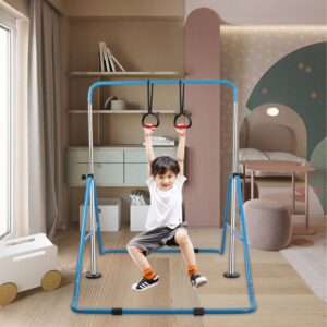 UMIKOOL DIRECT Expandable Gymnastics Bars with Ring, Adjustable Height Gymnastic Horizontal Bars, Gym Junior Training Bar Children Folding Training Monkey Bars for Kids