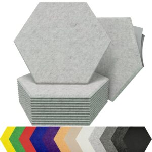 Hexagon Acoustic Panels for Sound Dampening - 12 Pack Self Adhesive Sound Absorption Panels - Eco Friendly Acoustic Treatment for Echo Reduction (Marble Gray)