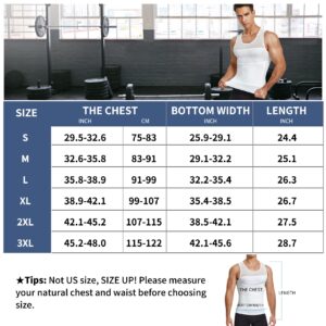 MOLUTAN Compression Shirts for Men Shapewear Chest Abdomen Control Body Shaper Slimming Undershirt Workout Vest Tank Top White