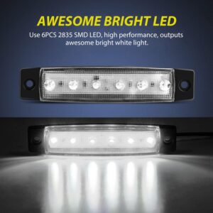 Nilight 10PCS 3.8” 6LED White LED Indicator Light Truck Camper Side Marker Light Marine Boat Stern Light Yacht Kayak Sailboat Trailer Bus RV Clearance Light 12V DC