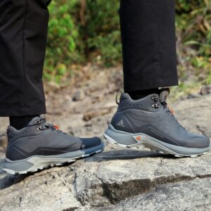 HUMTTO Men's All-Terrain Waterproof Hiking Boots Lightweight Breathable Outdoor Ankle Boots Trekking Hiking Shoes 9 Grey