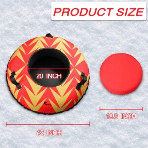 PHETEA Foldable Inflatable Snow Tubes for Sledding Heavy Duty,Towable Snow Tube for Kids and Adults.Commercial Snow Tube,Red