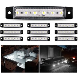 nilight 10pcs 3.8” 6led white led indicator light truck camper side marker light marine boat stern light yacht kayak sailboat trailer bus rv clearance light 12v dc