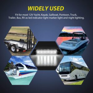 Nilight 10PCS 3.8” 6LED White LED Indicator Light Truck Camper Side Marker Light Marine Boat Stern Light Yacht Kayak Sailboat Trailer Bus RV Clearance Light 12V DC