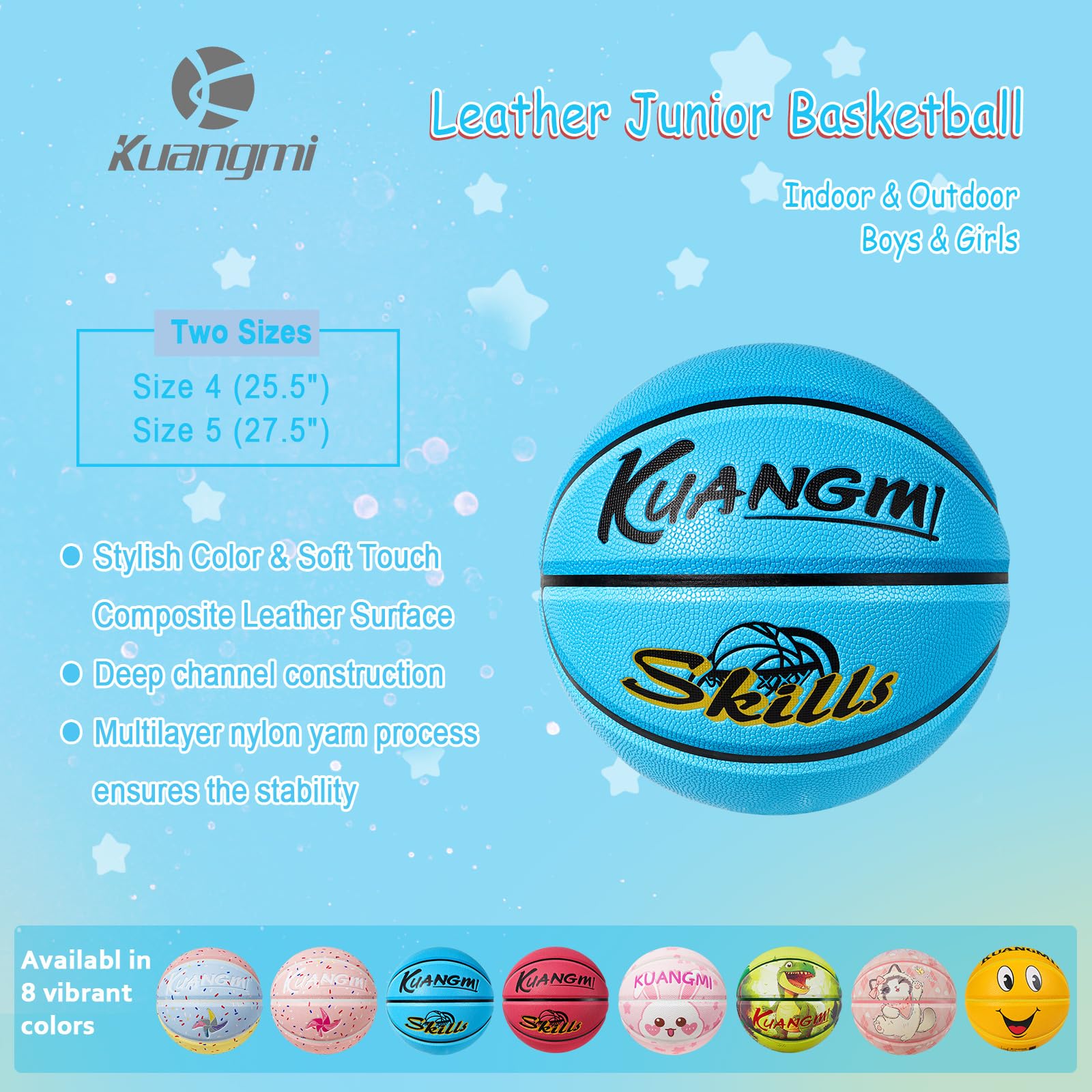 Kuangmi Space Capsule Cat Kids Basketball, Youth Size 5(27.5") for Junior Youth Teen Boys Girls Play Games Indoor & Outdoor