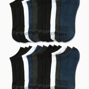 AND1 Men's Socks - Athletic Cushion Low Cut Socks (24 Pack), Size 6-12.5, Navy Assorted