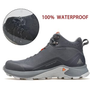 HUMTTO Men's All-Terrain Waterproof Hiking Boots Lightweight Breathable Outdoor Ankle Boots Trekking Hiking Shoes 9 Grey