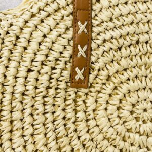 Seamido Straw Bag Handwoven Beach Bags Corn Straw Tote Woven Shoulder Bag For Women (Beige)