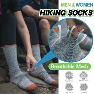 ANTSANG Merino Wool Socks for Men & Women Thermal Winter Hiking Warm Thick Athletic Crew Cozy Boot Work Gift Socks Stocking Stuffers 5 Pairs (Orange/Green/Blue/Black/Dark Grey A,L)