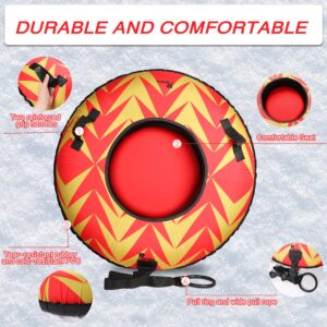 PHETEA Foldable Inflatable Snow Tubes for Sledding Heavy Duty,Towable Snow Tube for Kids and Adults.Commercial Snow Tube,Red