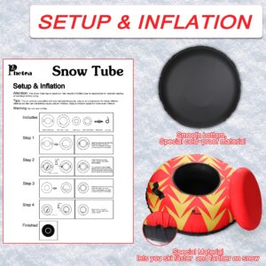 PHETEA Foldable Inflatable Snow Tubes for Sledding Heavy Duty,Towable Snow Tube for Kids and Adults.Commercial Snow Tube,Red