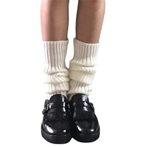 Muineobuka Women Girls Japanese Lolita Leg Warmers Harajuku Gothic Knit Long Socks Winter Goth Boot Gaiters Clubwear