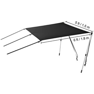 VEVOR T-Top Sun Shade Kit 6' x 5', UV-Proof 600D Polyester T-top Extension Kit with Rustproof Steel Telescopic Poles, Waterproof T-Top Shade Kit, Easy to Assemble for T-Tops ＆ Bimini Top