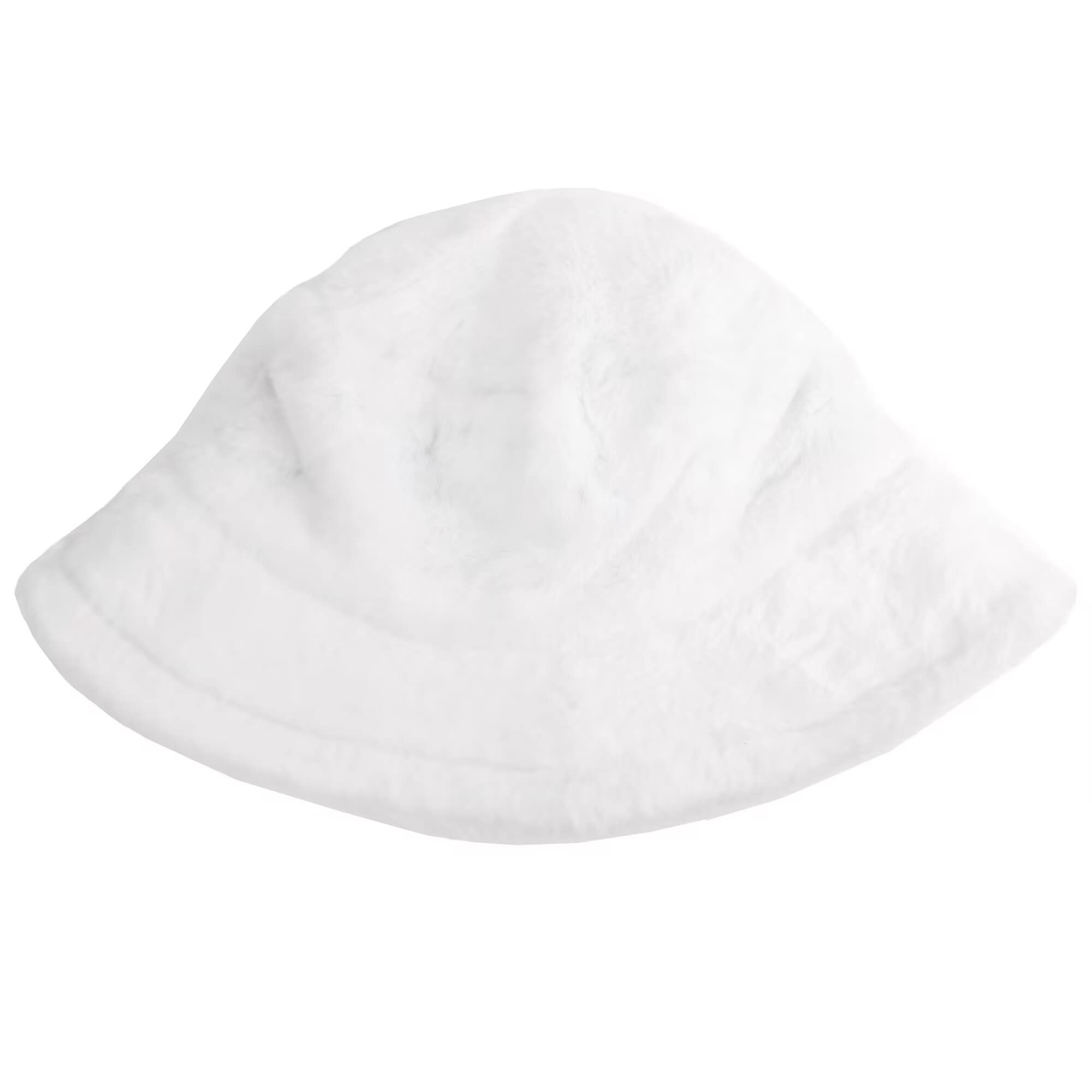 Wheebo Winter Fluffy Bucket Hat for Women's Faux Fur Fishman Cap Warm Fuzzy Bucket Hats (White)