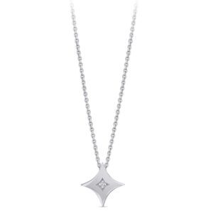 Zen Diamond Star Pendant Necklace - 0.02 Carat Geniune Diamond - Anniversary, Mother's Day, Birthday Gifts for women - Trendy 925k Sterling Silver Necklace with Jewelry Box (17.7" chain)