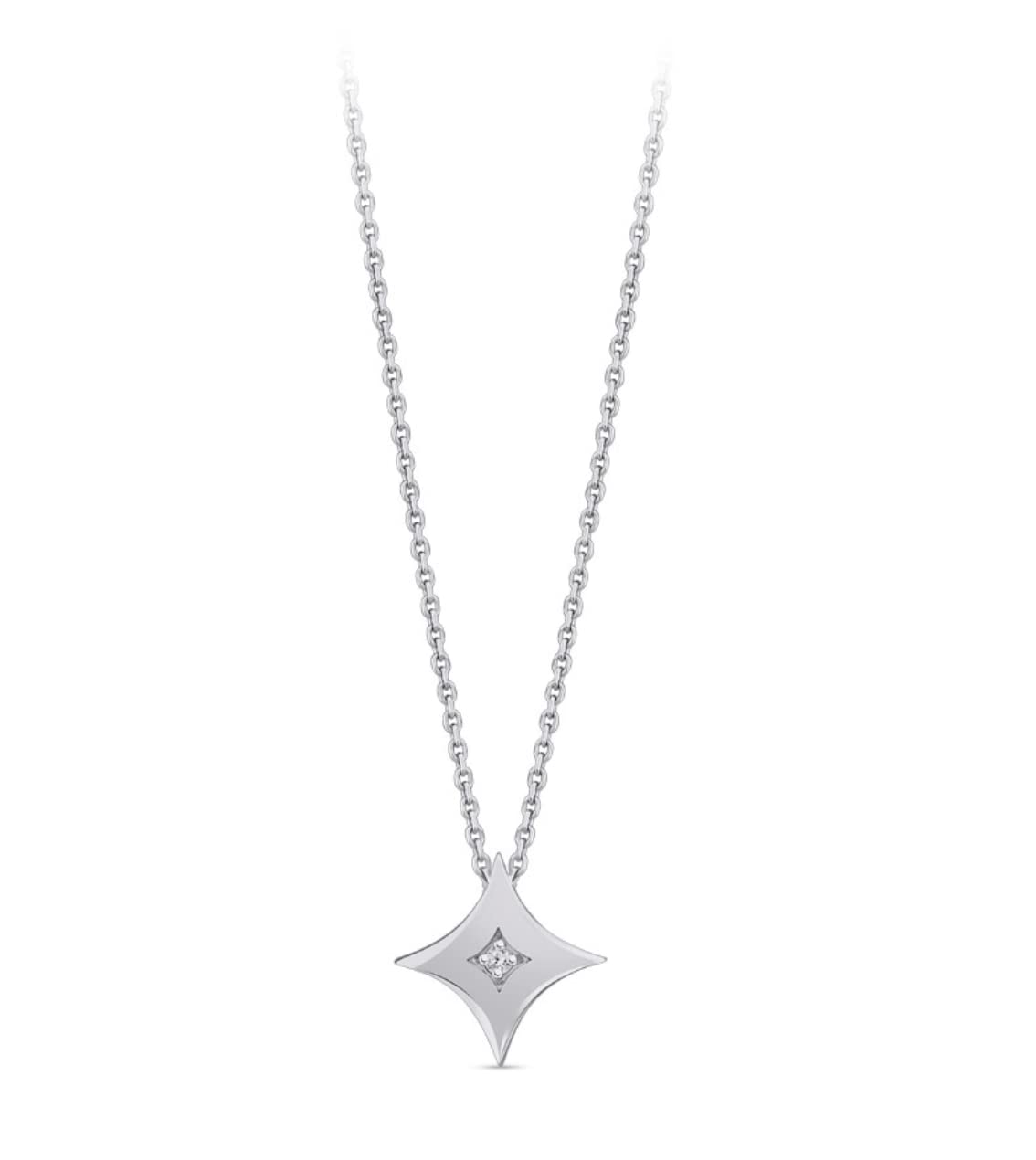 Zen Diamond Star Pendant Necklace - 0.02 Carat Geniune Diamond - Anniversary, Mother's Day, Birthday Gifts for women - Trendy 925k Sterling Silver Necklace with Jewelry Box (17.7" chain)