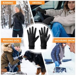 HOLDINA Winter Gloves Women with Touchscreen Fingers,Gloves for Women Water-Resistant with Anti-Slip Leather,Warm Gloves for Women Fleece Lined for Driving Running Cycling Hiking - M