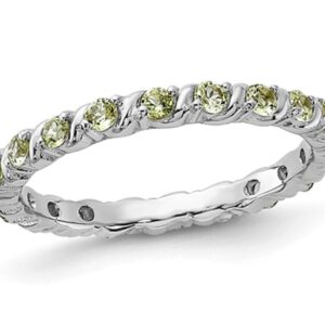 Gem And Harmony 7/8 Carat (ctw) Peridot Eternity Band Ring in Sterling Silver