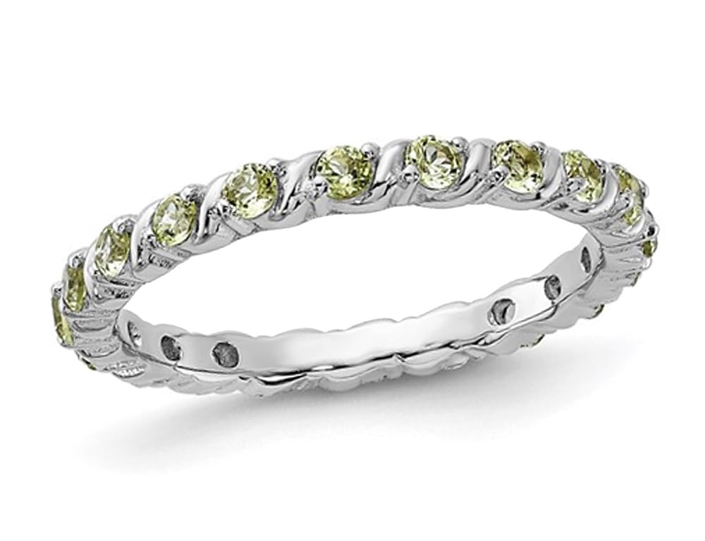 Gem And Harmony 7/8 Carat (ctw) Peridot Eternity Band Ring in Sterling Silver