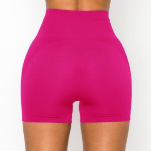 ALWAYS Women's Seamless Biker Shorts - High Waisted Yoga Running Athletic Workout Short Pants Fuchsia Medium