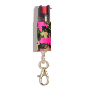 BLINGSTING Pepper Spray Maximum OC Strength Self Defense Spray for Women, 12 ft Spray Range & UV Dye - Pink Camo