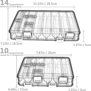 Double-Sided Fishing Lure Hook Tackle Box Visible Hard Plastic Clear Fishing Lure Bait Squid Jig Minnows Hooks Accessory Storage Case Container (Orange-10Slots)