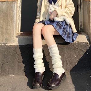 Muineobuka Women Girls Japanese Lolita Leg Warmers Harajuku Gothic Knit Long Socks Winter Goth Boot Gaiters Clubwear