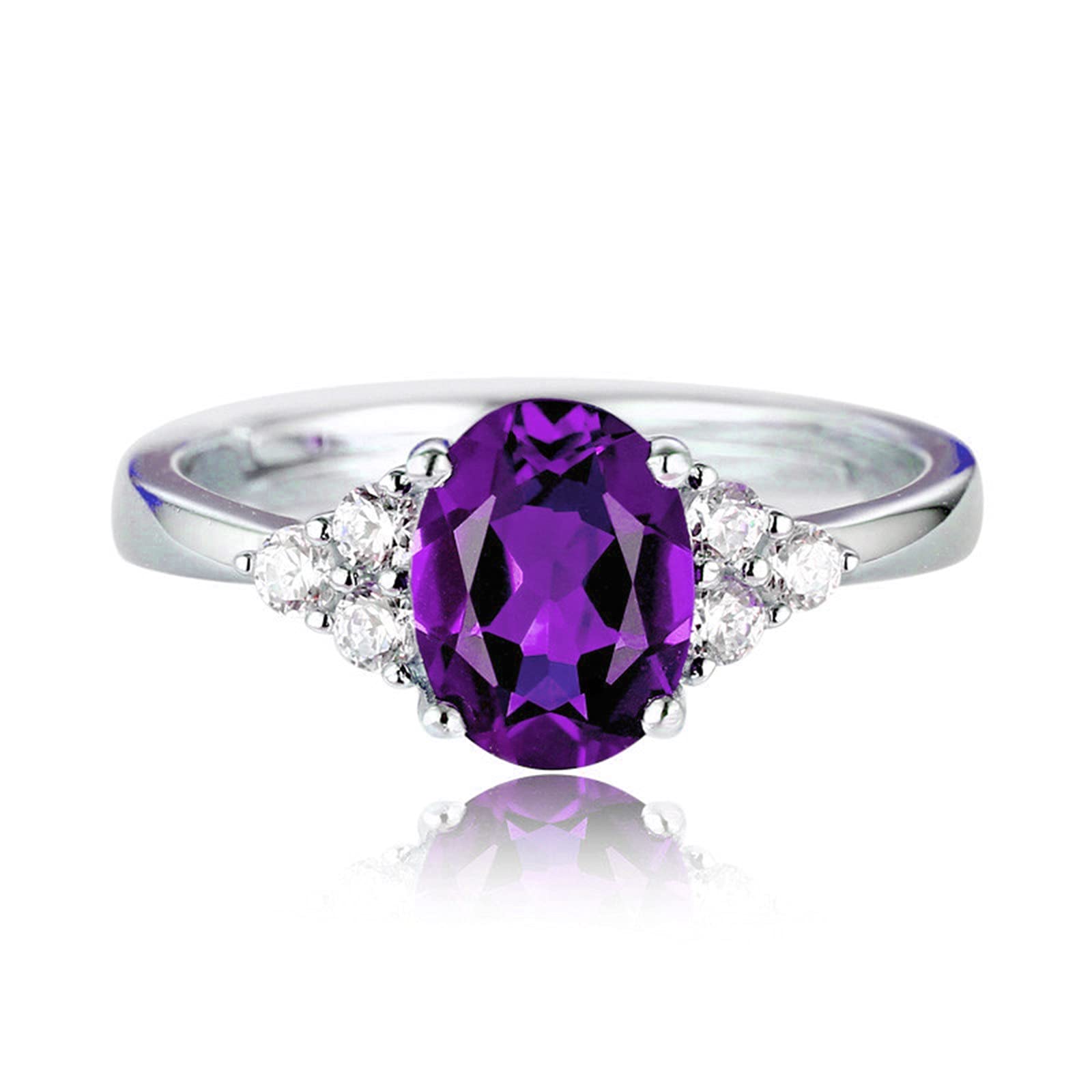 Women Boho Retro Statement Rings Open Adjustable Retro Women's Fashion Opening Ring Diamond Ring Simulation Jewelry Rings -Girl Y-2K Wedding Band Fingerings (Purple, One Size)