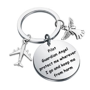 fustmw pilot gifts keychain guardian angel gifts pilot aviation gifts pilot student gifts pilot to be gifts aviation keychain (silver)