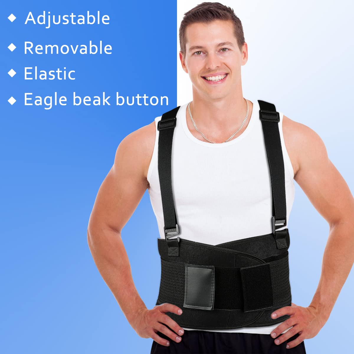 Back Brace Lumbar Back Support Belt for Women and Men Lower Back Pain Relief,Injury Recovery Heavy Lifting Support with Removable Adjustable Extension Support for Moving and Warehouse M/L(30"-37")