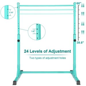 Bongkim Gymnastics Bar for Kids,Adjustable Height Gymnastic Horizontal Bars,Folding Gymnastics Equipment Junior Training Bar for Home Using,Stable Kids Training bar for Children (Teal)