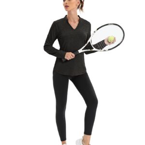 COOrun Long Sleeve Workout Shirts for Women Yoga Athletic Casual Tops Gym Running Breathable Shirt Quick Dry Black X-Large