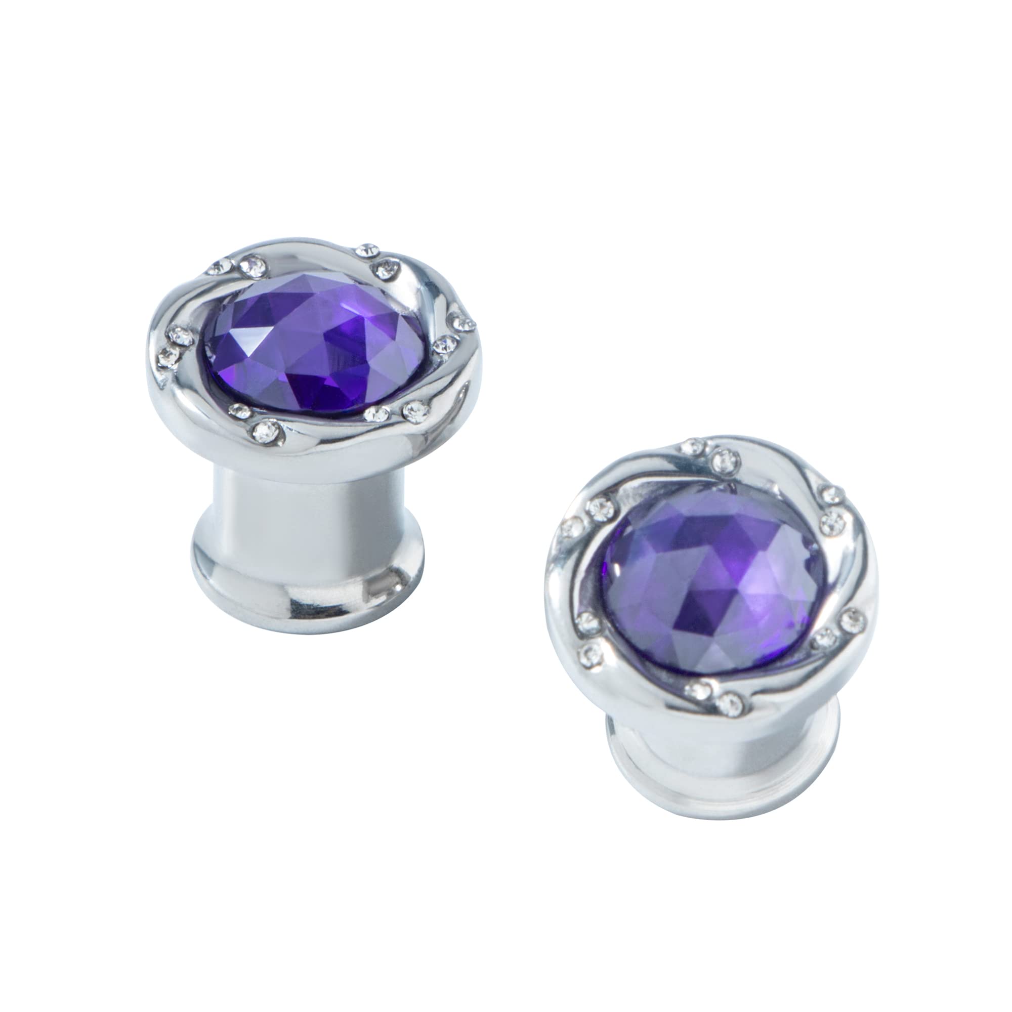 KUNIU 2PCS CZ GemsTrumpet Ear Tunnels Plugs Gauges Floral Screws Stretcher Expander Piercing Jewelry6g-0g (0g(8mm))