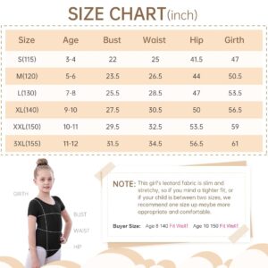 speerise Girls Toddler Leotard Short Sleeve Ballet leotards for Dance Gymnastics Bow Back 3-12 Years white