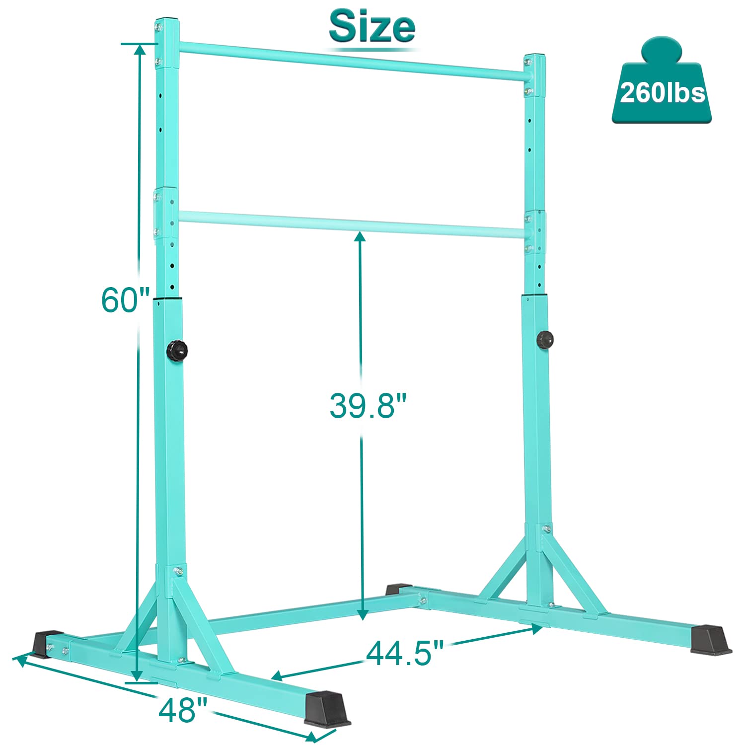 Bongkim Gymnastics Bar for Kids,Adjustable Height Gymnastic Horizontal Bars,Folding Gymnastics Equipment Junior Training Bar for Home Using,Stable Kids Training bar for Children (Teal)