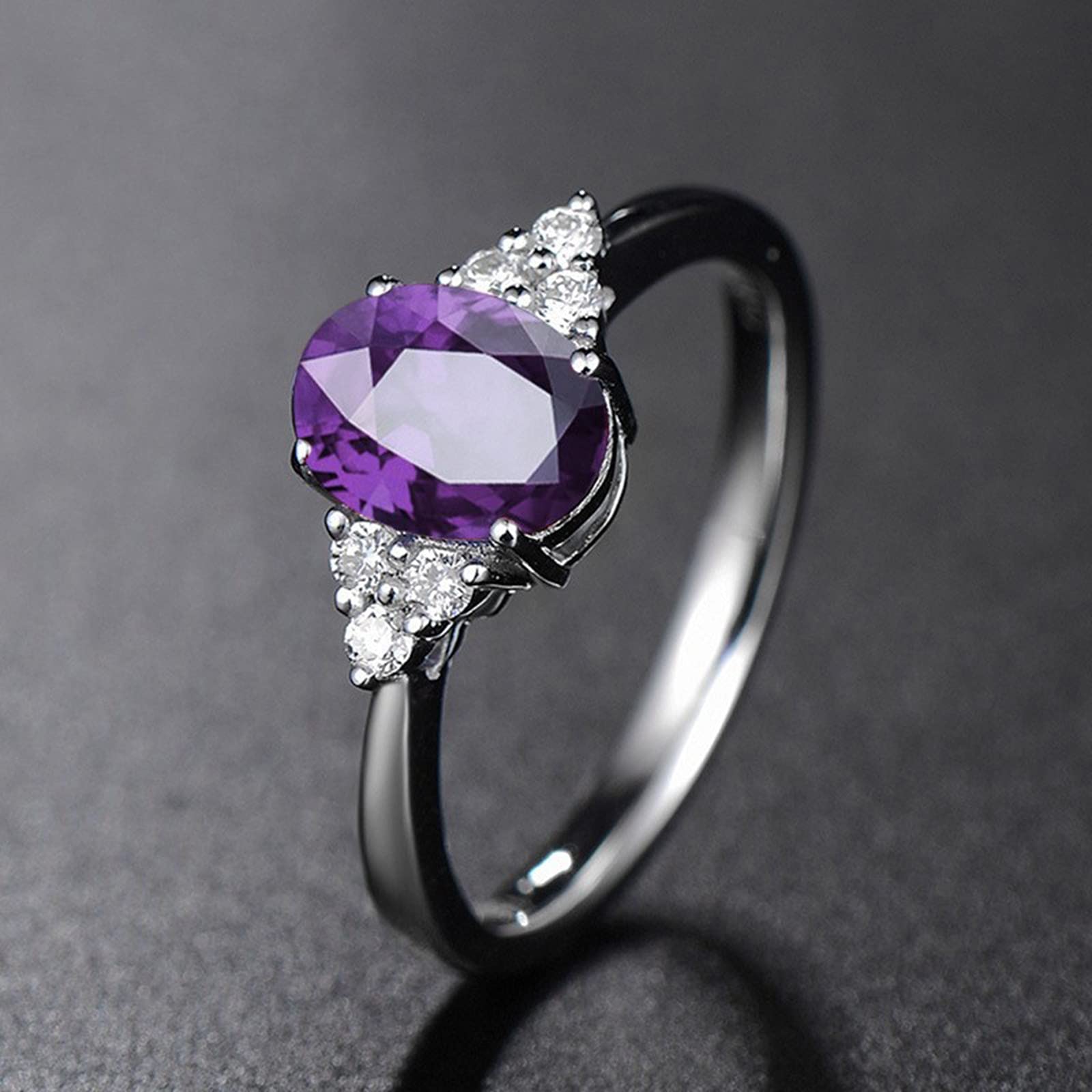 Women Boho Retro Statement Rings Open Adjustable Retro Women's Fashion Opening Ring Diamond Ring Simulation Jewelry Rings -Girl Y-2K Wedding Band Fingerings (Purple, One Size)