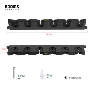 Booms Fishing WV5 Horizontal Fishing Rod Holders for Garage, Wall Mounted Fishing Rod Rack, Kayak Fishing Pole Holder and Rack, Store Up to 6 Rod and Reel Combo in 14.6"