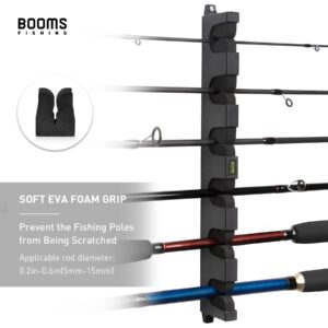 Booms Fishing WV5 Horizontal Fishing Rod Holders for Garage, Wall Mounted Fishing Rod Rack, Kayak Fishing Pole Holder and Rack, Store Up to 6 Rod and Reel Combo in 14.6"