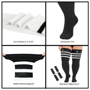 Century Star Plus Size Thigh High Socks for Thick Thighs Extra Long Striped Thick Over Knee Stockings Leg Warmers Tube Socks Orange One Size