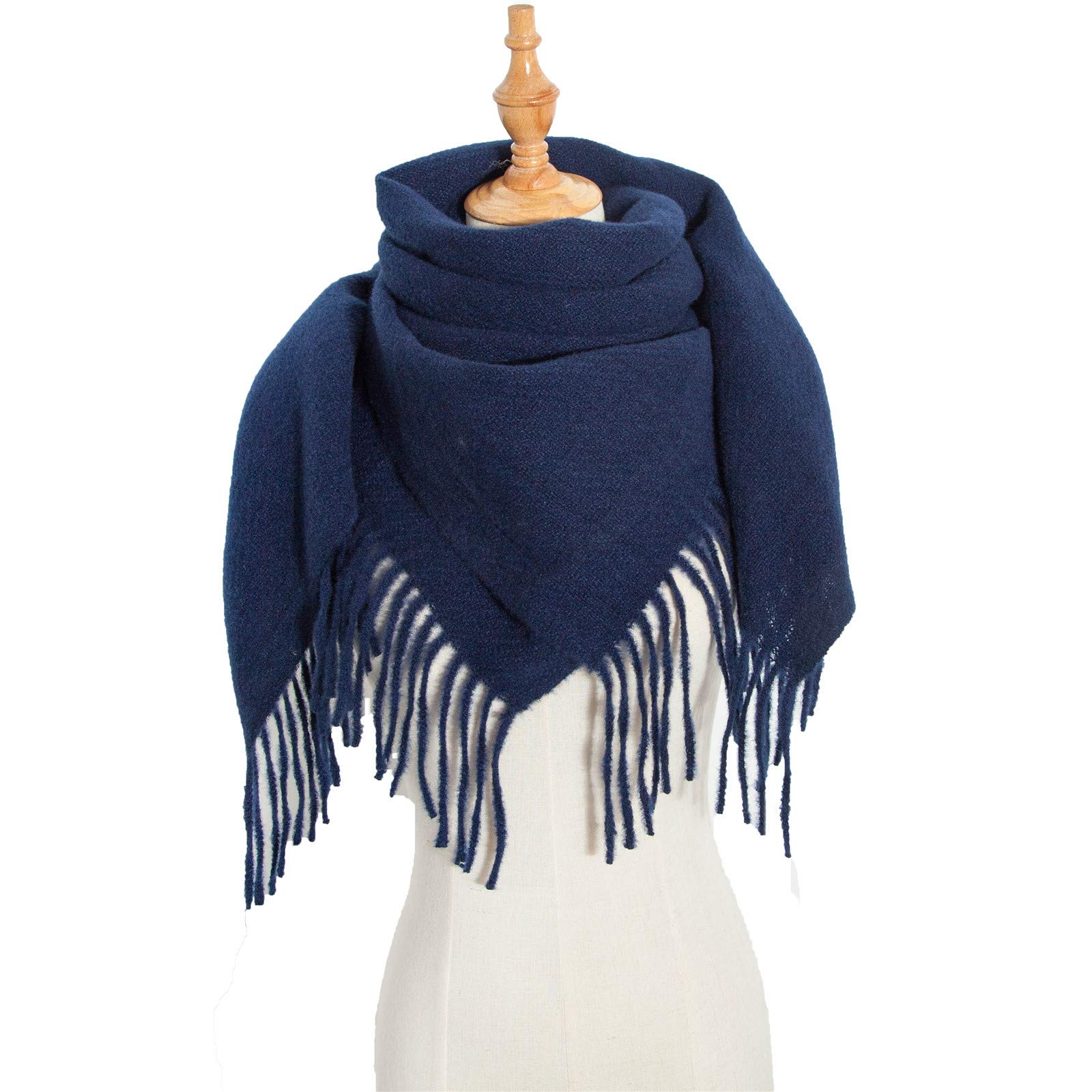 Fashion Solid Color Tassel Scarf for Women Winter Warm Soft Pashmina Shawl Long Wrap Scarves (B, One Size)